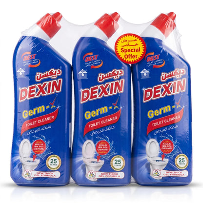 DEXIN BEST Germ-X Toilet Cleaner – 3 Bottles | Thick Gel Formula with 99.9% Germ Claim