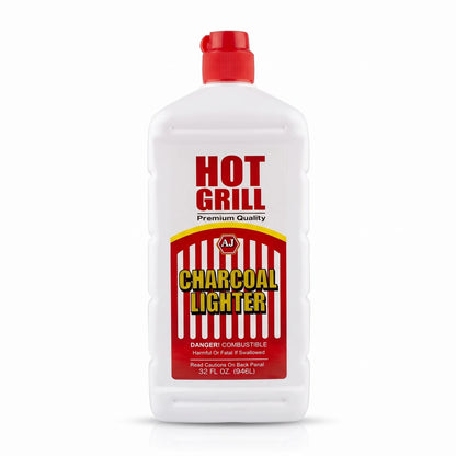 AJ Hot grill Charcoal Lighter Fluid 946ml – Red Flip-Top Cap for Charcoal Grilling