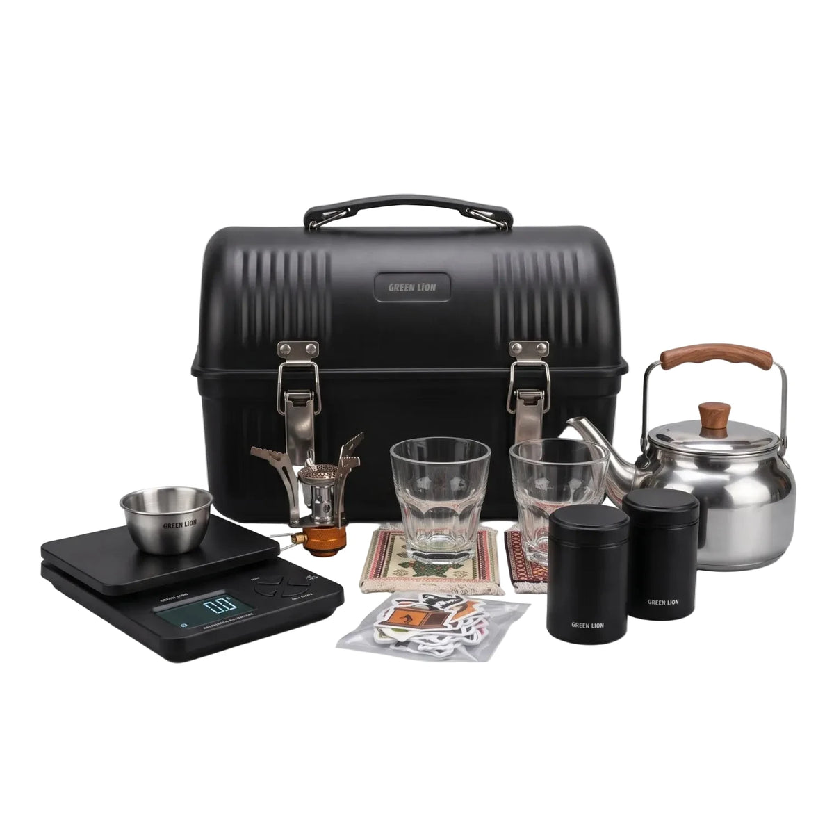GREEN LION PRESTIGE TEA & COFFEE MAKER GTM-100 – 750ml Black Kettle, 2500w Heating Power, 0.1G Precision Brewing for Home, Camping & Travel