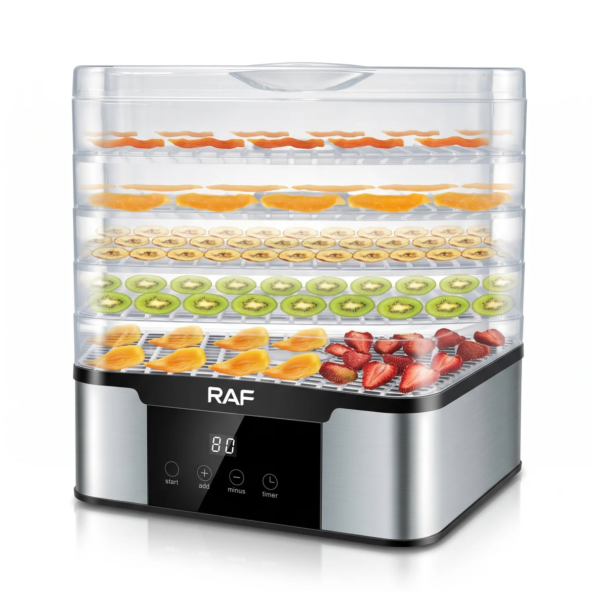 RAF Dried Fruit Machine R.6801 – 350W Food Dehydrator | Five-Layer Tray | Quick Drying | Adjustable Temperature | Digital Controls