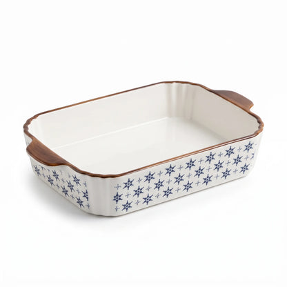 Ceramic Oven-Safe Baking & Serving Dish – 25 CM x 18 CM x 5 CM | Rectangular Bakeware with Handles | Decorative Glazed Finish | Black or Brown - Brown - Image 1