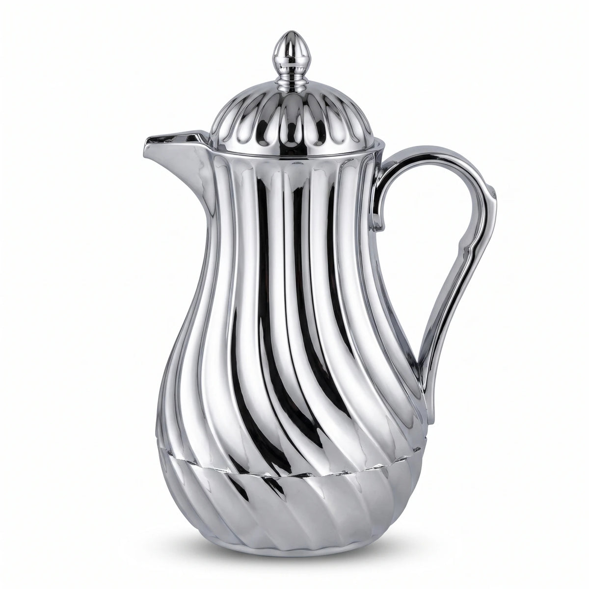 Regal Metal Vacuum Flask 1 Liters – Swirled Ribbed Design | Leak-Proof Tea & Coffee Flask | 12-Hour Hot, 24-Hour Cold