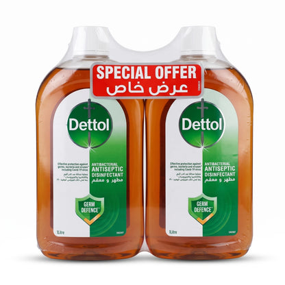 Dettol Antibacterial Antiseptic Disinfectant Liquid 1 Litre, Pack of 2 | Germ Defence™ for Household Cleaning