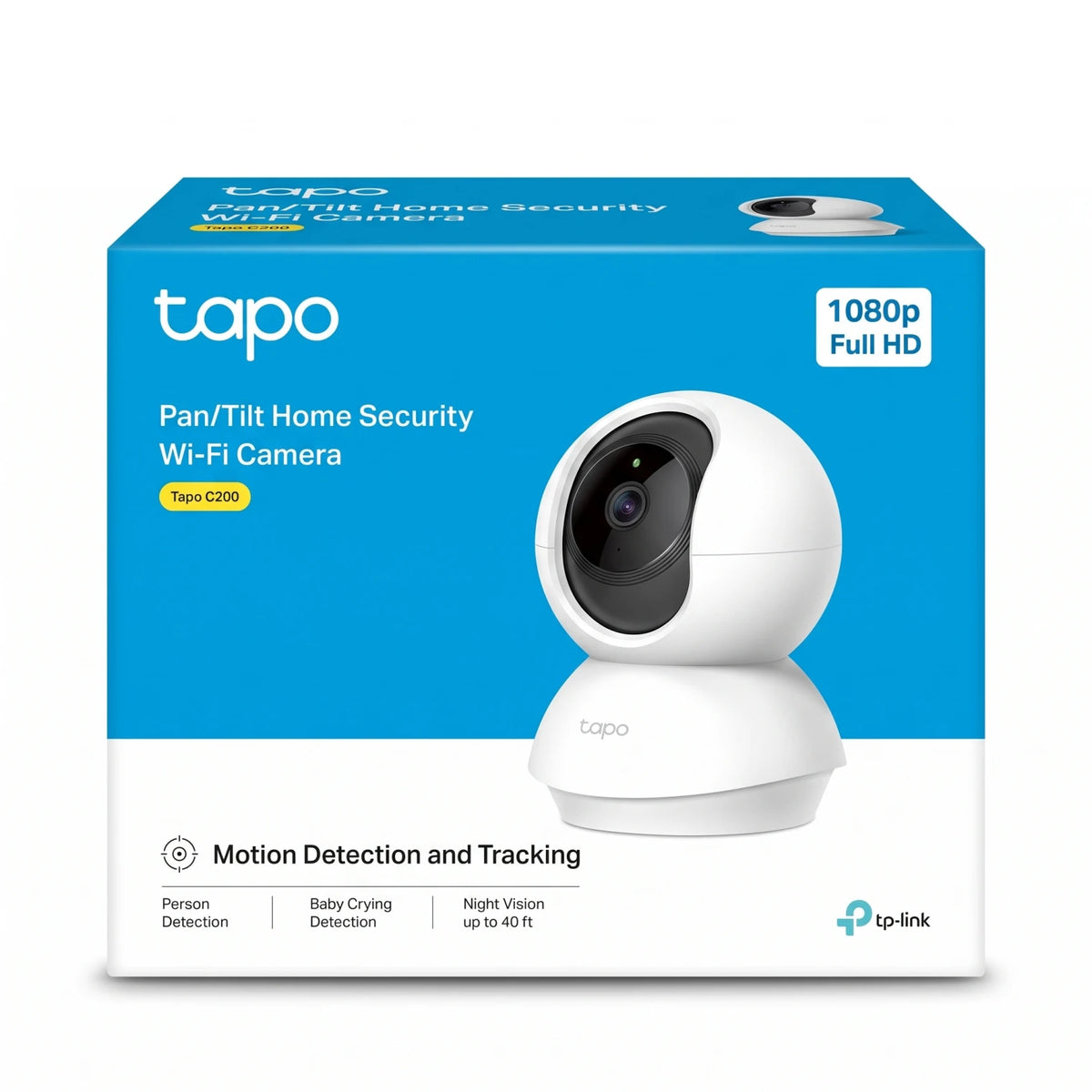 tapo Tapo C200 Pan/Tilt Home Security Wi-Fi Camera – White | 1080p Full HD | Motion Tracking | Person & Baby Crying Detection | Night Vision