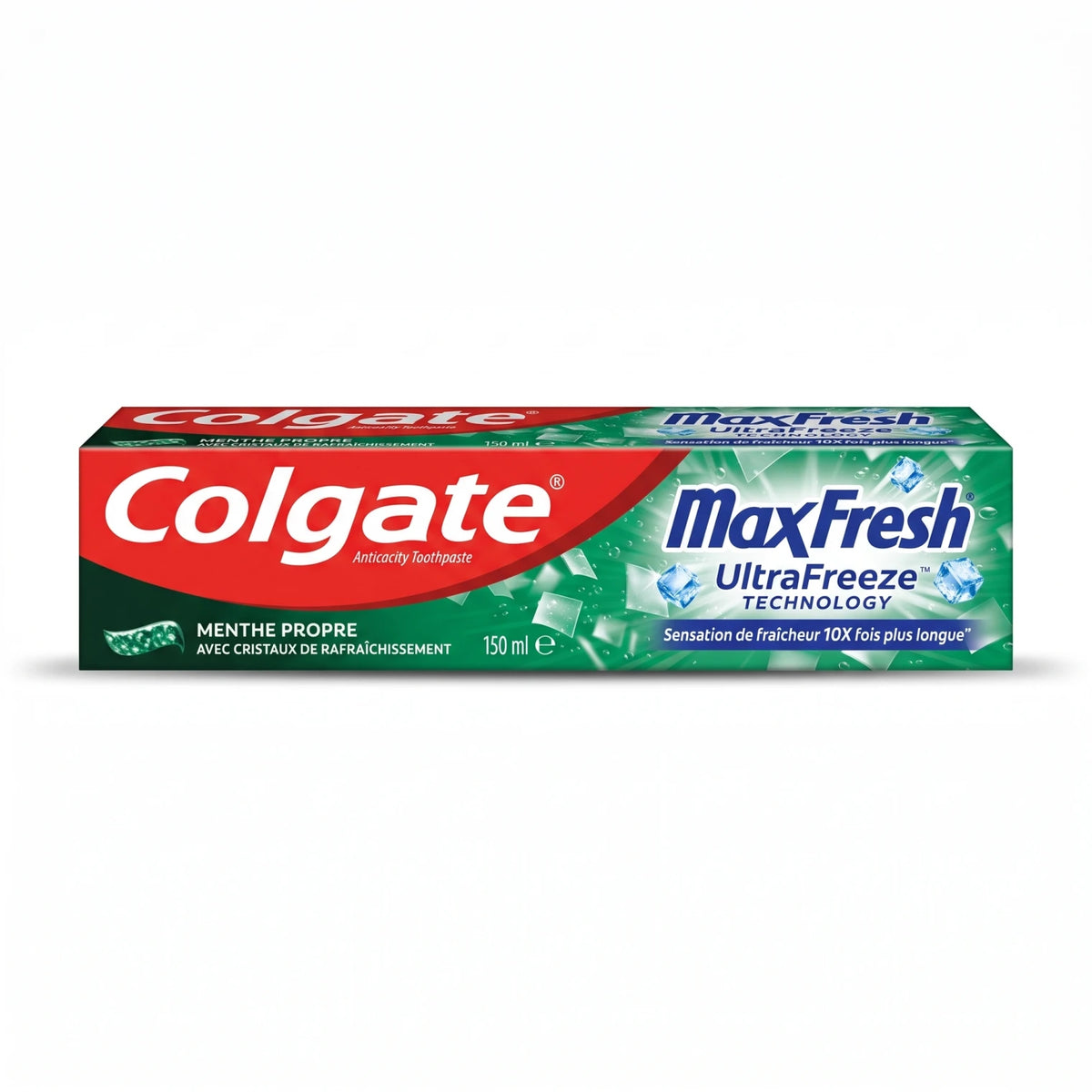 Colgate MaxFresh Menthe Propre Toothpaste 150 ml – Anti-Caries Formula with UltraFreeze Technology and Refreshing Crystals