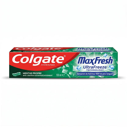 Colgate MaxFresh Menthe Propre Toothpaste 150 ml – Anti-Caries Formula with UltraFreeze Technology and Refreshing Crystals