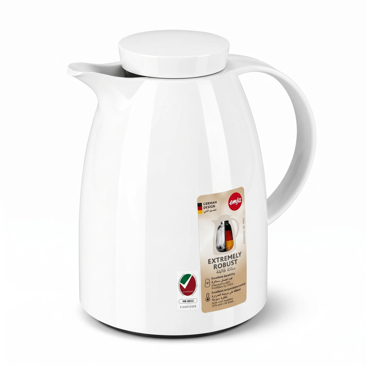 Emsa Auberge White Vacuum Flask 0.65 Liters – Leak Proof | Keeps Drinks Hot 12 Hours and Cold 24 Hours