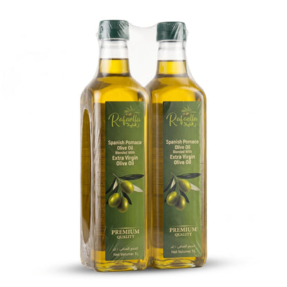 Rafaella Spanish Pomace Olive Oil Blended With Extra Virgin Olive Oil – 2 x 1L Bottles | Golden Cooking Oil