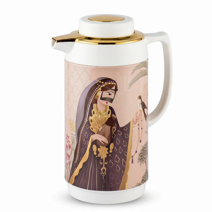 SIMBA MKUBWA Vaccum Jug 1.0 Liters – Leak Proof Tea and Coffee Flask with Arabic Women Heritage Artwork