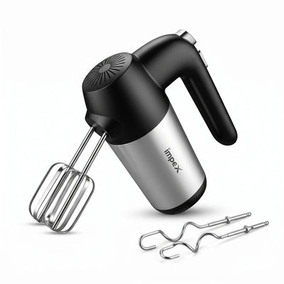 IMPEX HM 3302 Hand Mixer – Black and Silver, 5-Speed Precision Control, High-Durability Motor, Ergonomic Design for Easy Mixing and Multi-Tasking