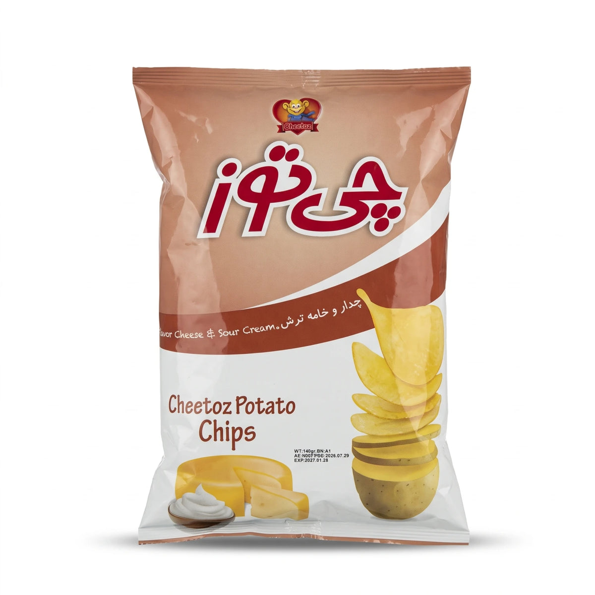Cheetoz Potato Chips 140 grams – Cheese & Sour Cream Flavour, Savoury Snack for Everyday Enjoyment
