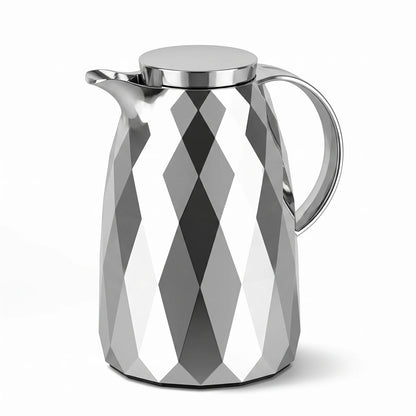 Emsa Diamond Chrome Aubergine Flask – 1.5 Litre | 12-Hour Hot, 24-Hour Cold | Leak-Proof Tea & Coffee Flask