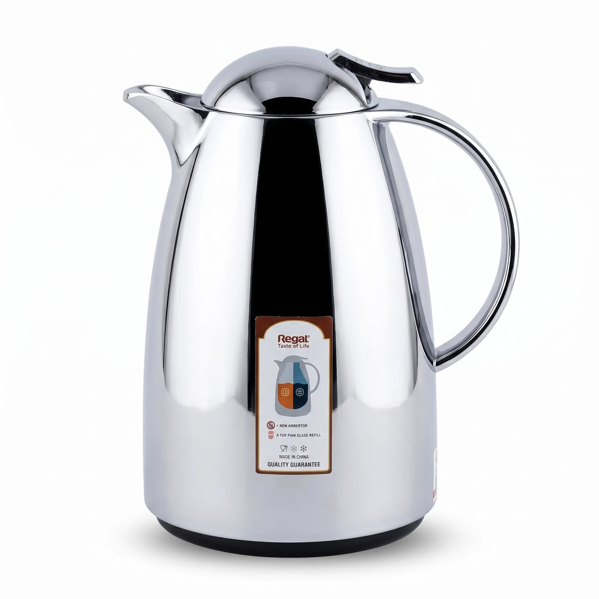 Regal Stainless Steel Vacuum Flask – Mirror Finish Chrome | 12-Hour Hot, 24-Hour Cold Tea & Coffee Server - Silver / 1.5 Liter - Image 1