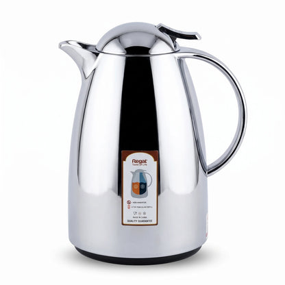 Regal Stainless Steel Vacuum Flask – Mirror Finish Chrome | 12-Hour Hot, 24-Hour Cold Tea & Coffee Server - Silver / 1.5 Liter - Image 1
