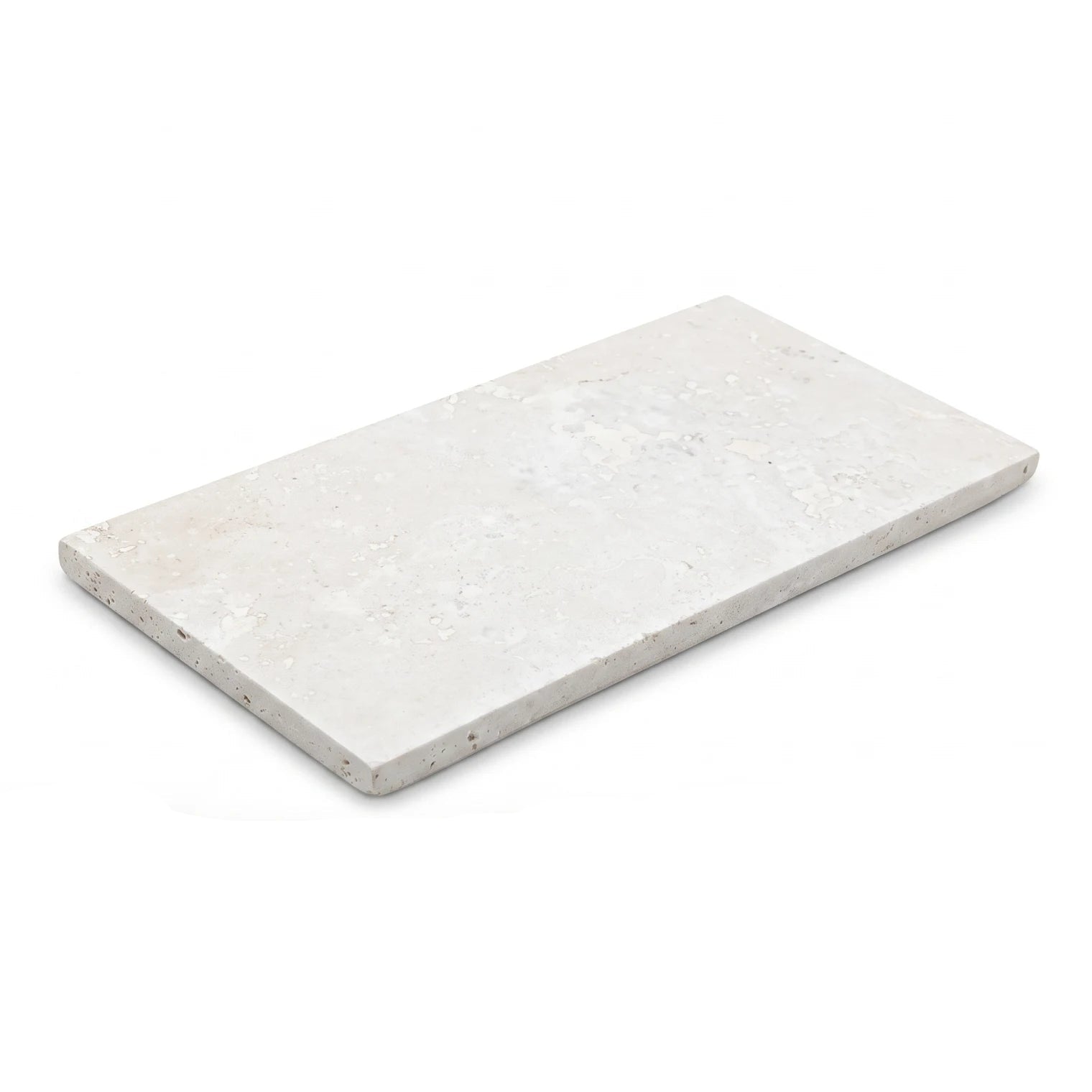 Natural Travertine Marble Plate – 15 x 30 x 3 cm | Textured White Finish