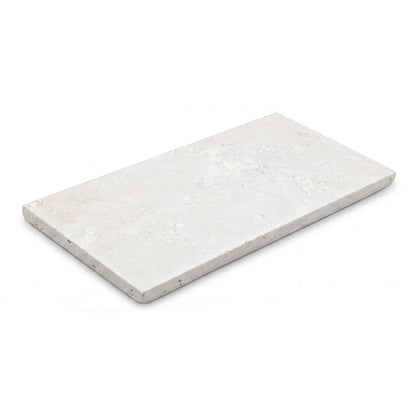 Natural Travertine Marble Plate – 15 x 30 x 3 cm | Textured White Finish