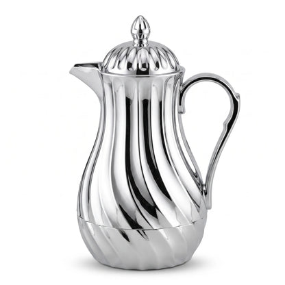 Regal Metal Vacuum Flask 0.5L – Swirled Ribbed Design | Leak-Proof Tea & Coffee Flask, 12-Hour Hot, 24-Hour Cold