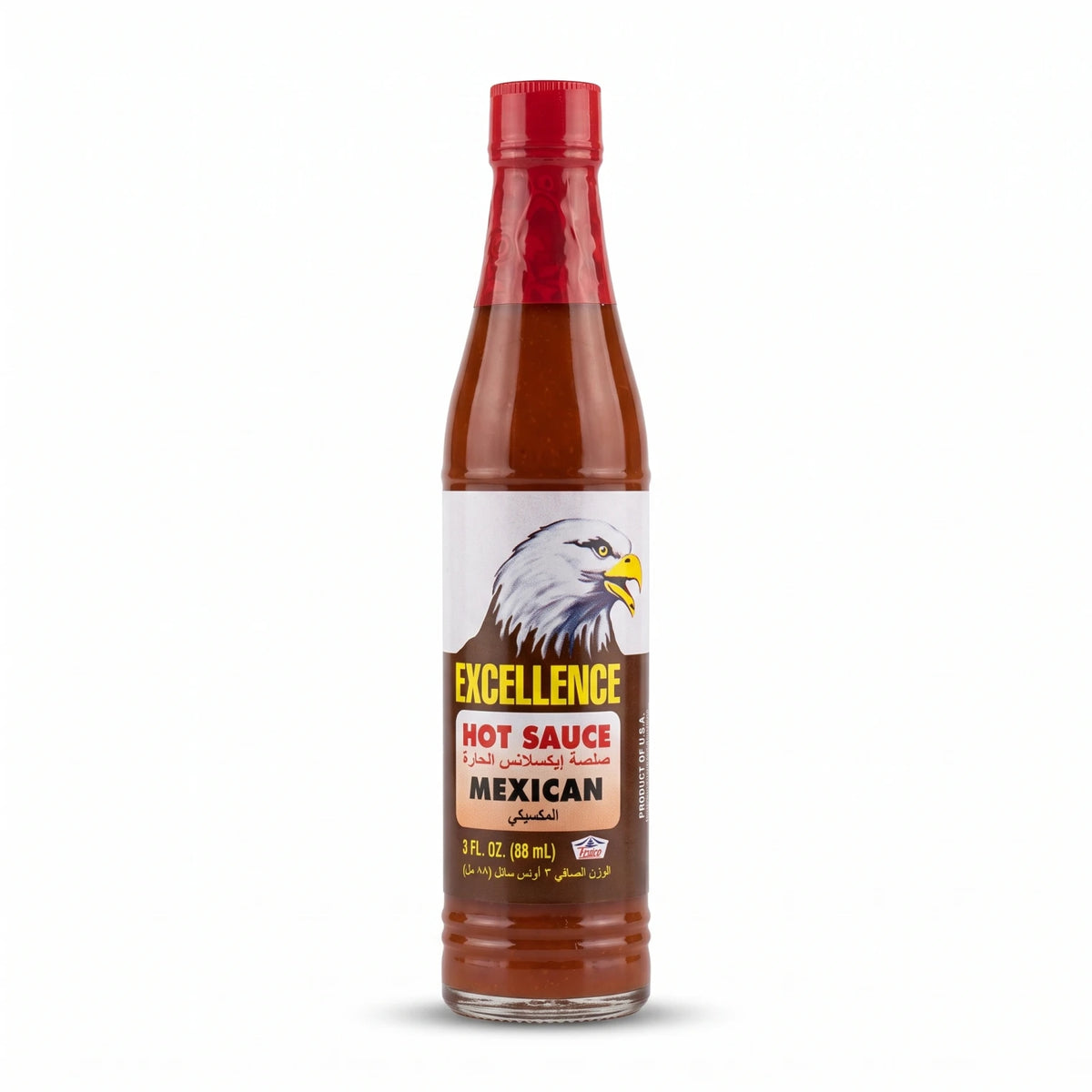Excellence Mexican Hot Sauce – 88 mL (3 fl oz) Bottle | Bilingual English and Arabic Label | Product of USA