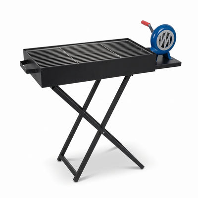 Foldable Charcoal BBQ Grill with Blower Fan – Small & Medium Sizes | Black Metal Outdoor Barbecue for Camping, Tailgating and Backyard Cooking - Small - Image 1