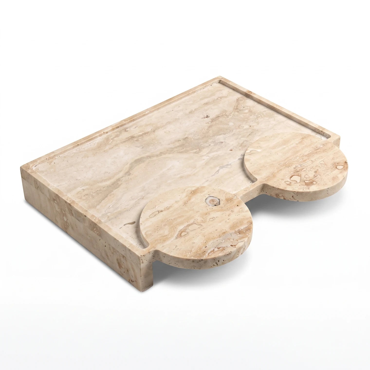 Natural Travertine Stone 2Dallah Stand – 6cm x 33cm x 40cm | Stone Surface for Dallah Presentation