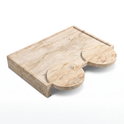 Natural Travertine Stone 2Dallah Stand – 6cm x 33cm x 40cm | Stone Surface for Dallah Presentation