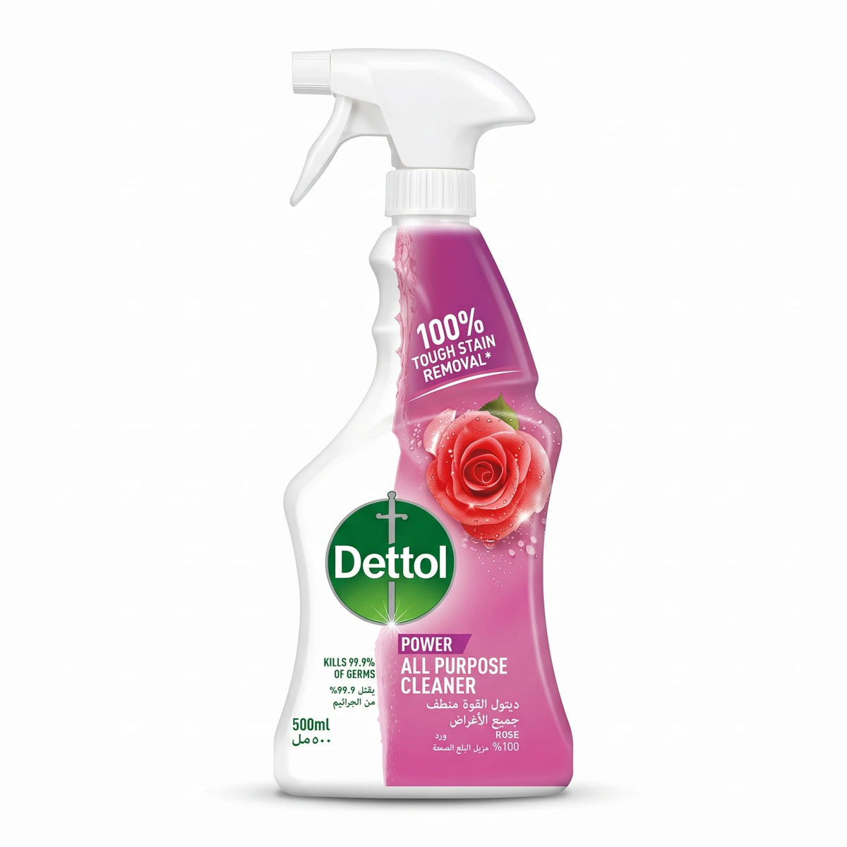 Dettol POWER ALL PURPOSE CLEANER Rose 500ml – Trigger Spray | 99.9% Germ Removal Claim | Tough Stain Removal