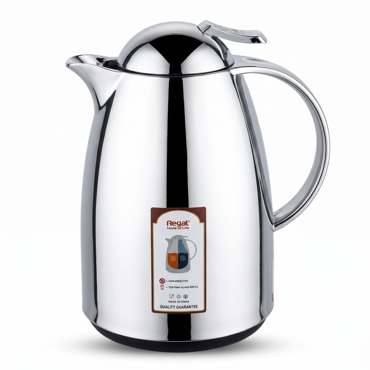 Regal Stainless Steel Vacuum Flask – Mirror Finish Chrome | 12-Hour Hot, 24-Hour Cold Tea & Coffee Server - Silver / 0.5 Liter - Image 1