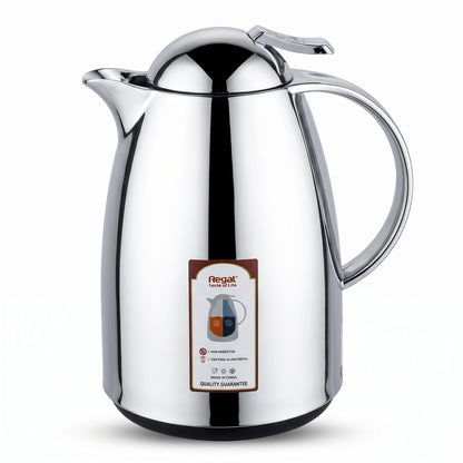 Regal Stainless Steel Vacuum Flask – Mirror Finish Chrome | 12-Hour Hot, 24-Hour Cold Tea & Coffee Server - Silver / 0.5 Liter - Image 1