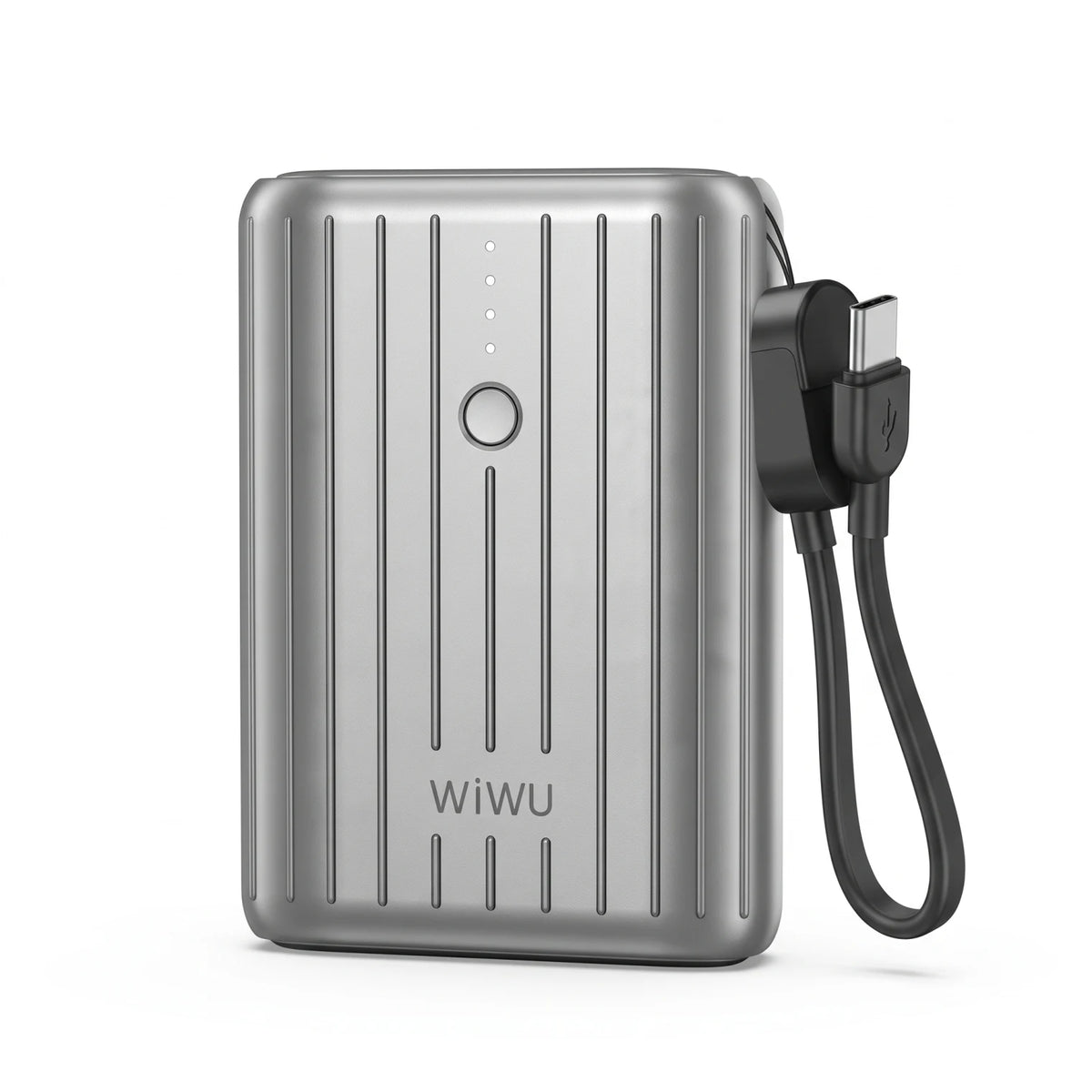 WiWU TRUNK Power Bank 10000mAh 22.5W – PD+QC Fast Charger, Mini Portable Design, Battery Indicator Lights, 3C Safety Certification, Gray/Silver