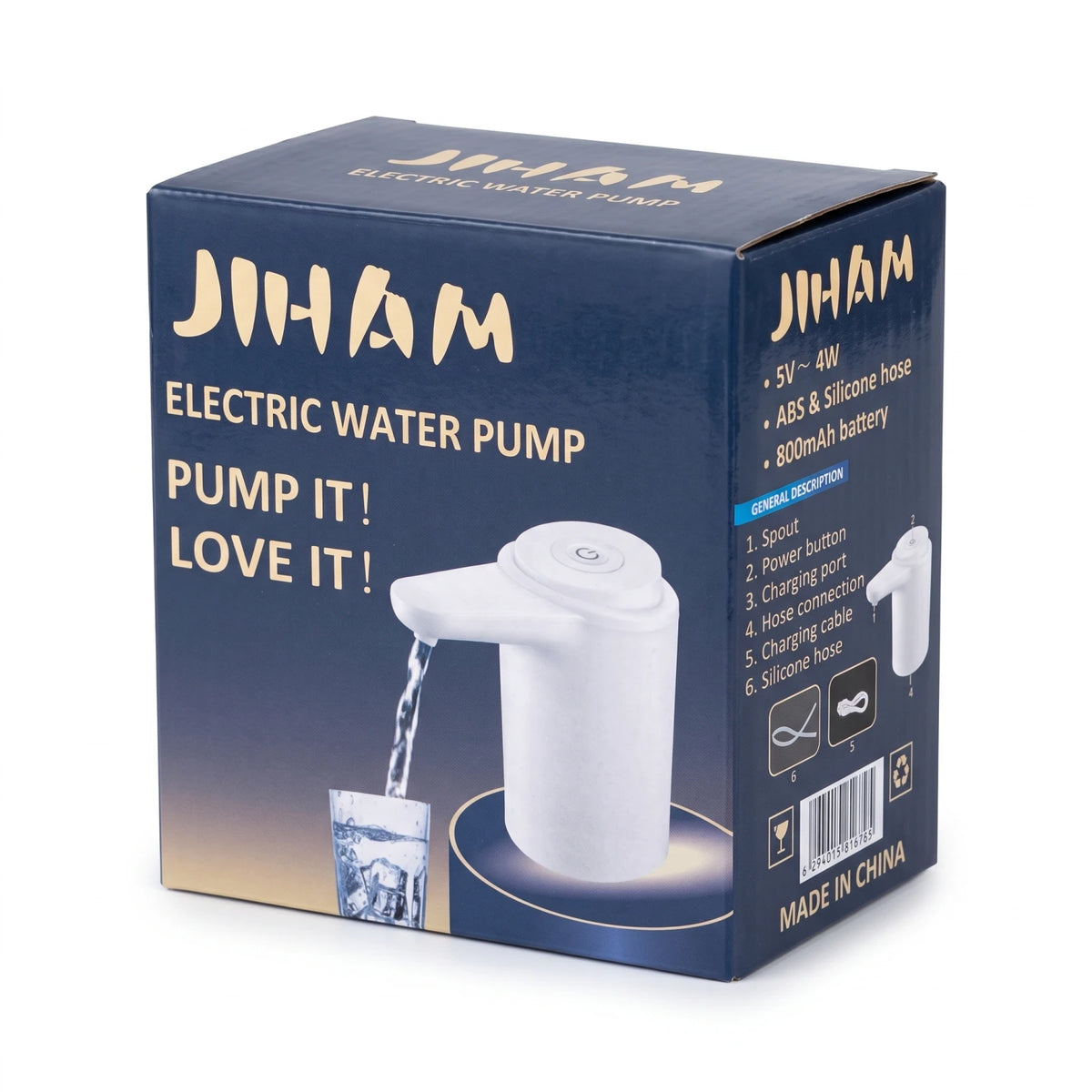 Electric Water Pump for Water Bottles – White Dispenser for Glasses