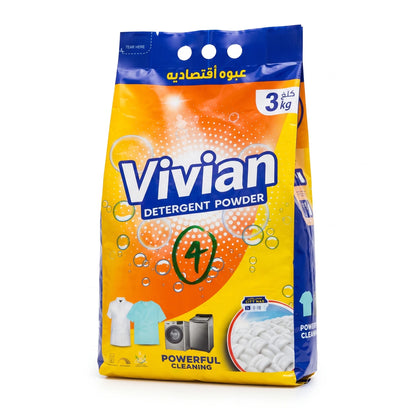 Vivian Economy Pack Detergent Powder 3 kg – Front & Top Loader Formula | Hand Wash Use | Fresh & Soft Touch
