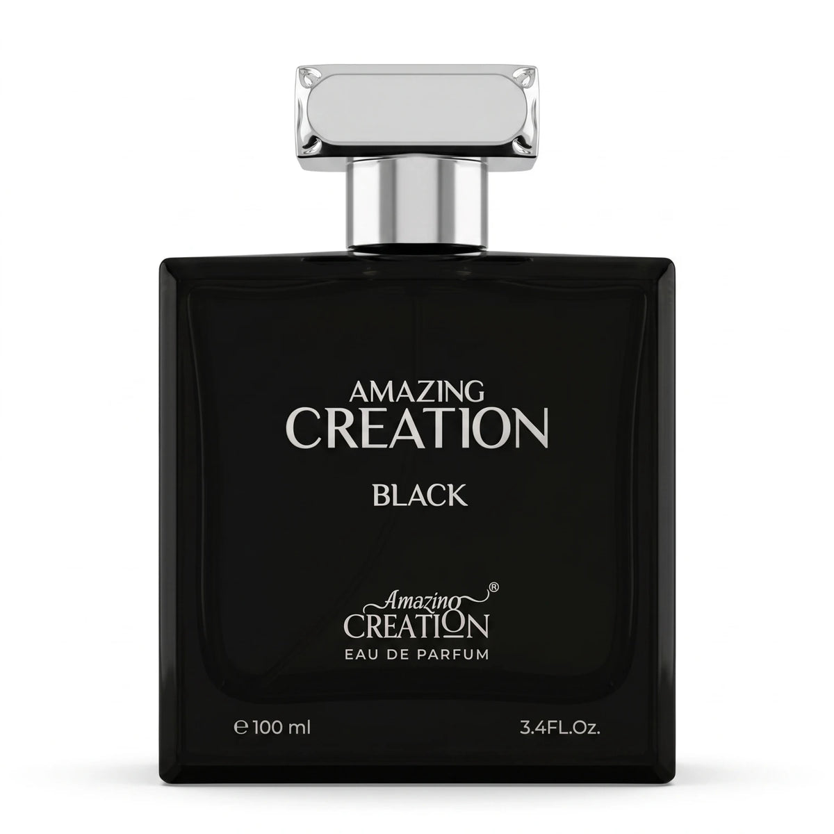 Amazing Creation Black Eau de Parfum 100 ML – Rectangular Bottle with Silver-Colored Cap