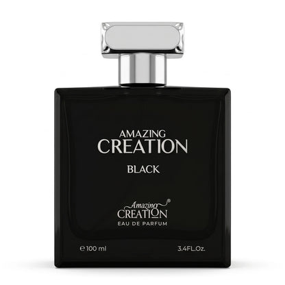Amazing Creation Black Eau de Parfum 100 ML – Rectangular Bottle with Silver-Colored Cap