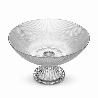 Clear Glass Pedestal Fruit Bowl 20cm – Textured Footed Base, Decorative Tabletop Display