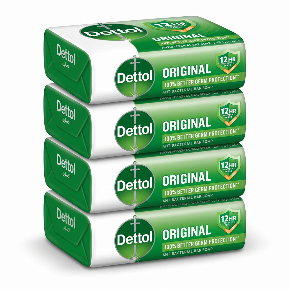 Dettol Original Antibacterial Bar Soap – 4 Packages | 12HR Protective Shield