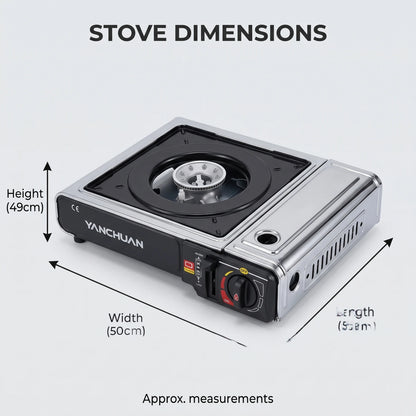 YANCHUAN Portable Gas Stove BDZ-155-A – High Heat Output, Single-Burner Black Cooktop with Rotary Control