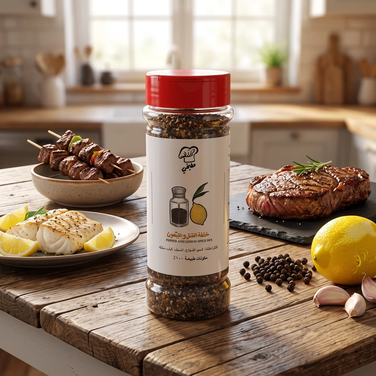Matbakhi Pepper and Lemon Spice Mix 170g – Natural Seasoning for Meat, Chicken, Fish, Kebab and Steak