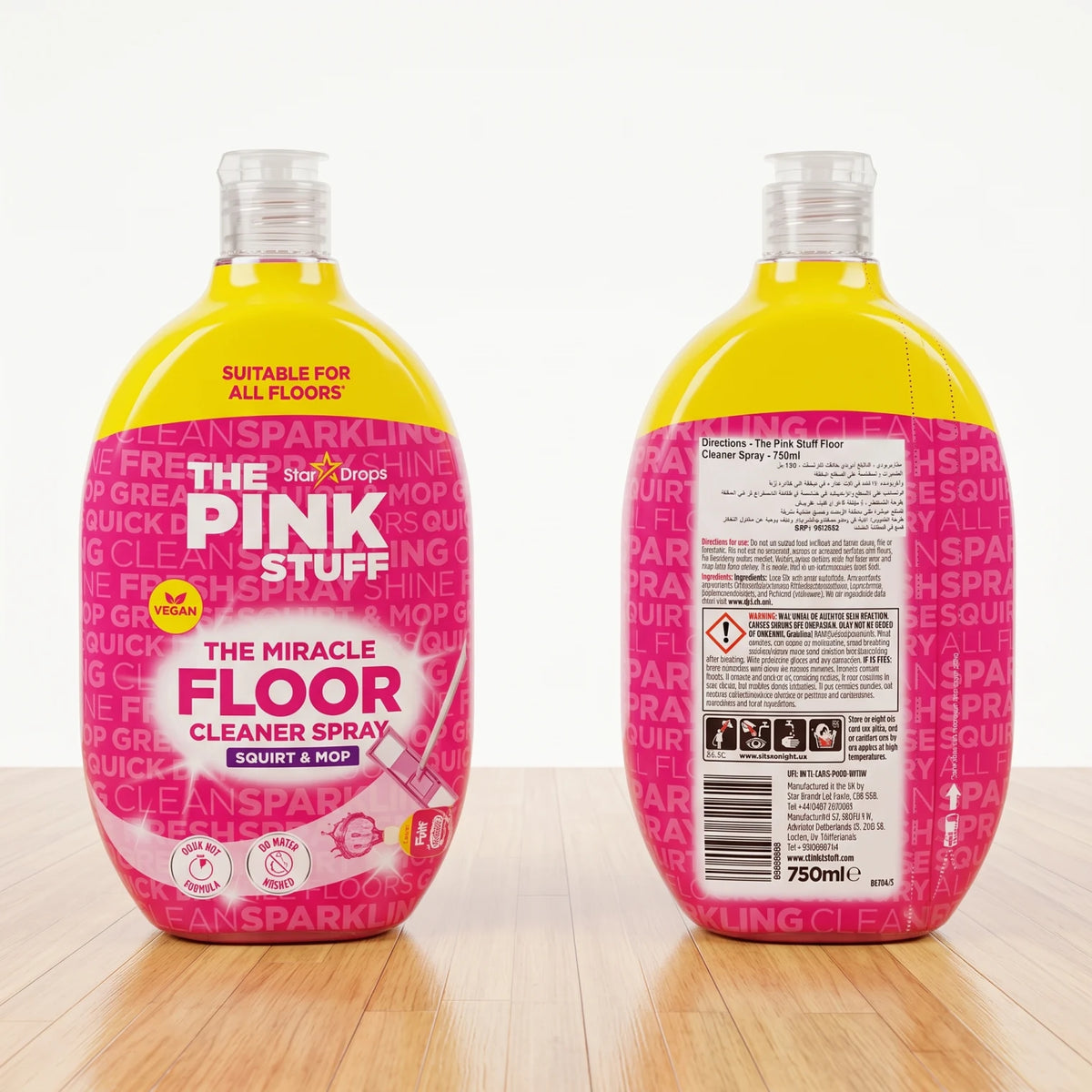 Star Drops THE PINK STUFF The Miracle Floor Cleaner Spray – Suitable for All Floors, Quick-Dry Formula, No Water Needed, Squirt & Mop