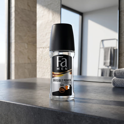 fa INVISIBLE POWER Men's Antiperspirant Roll-On – Refreshing Scent, DRY 72h