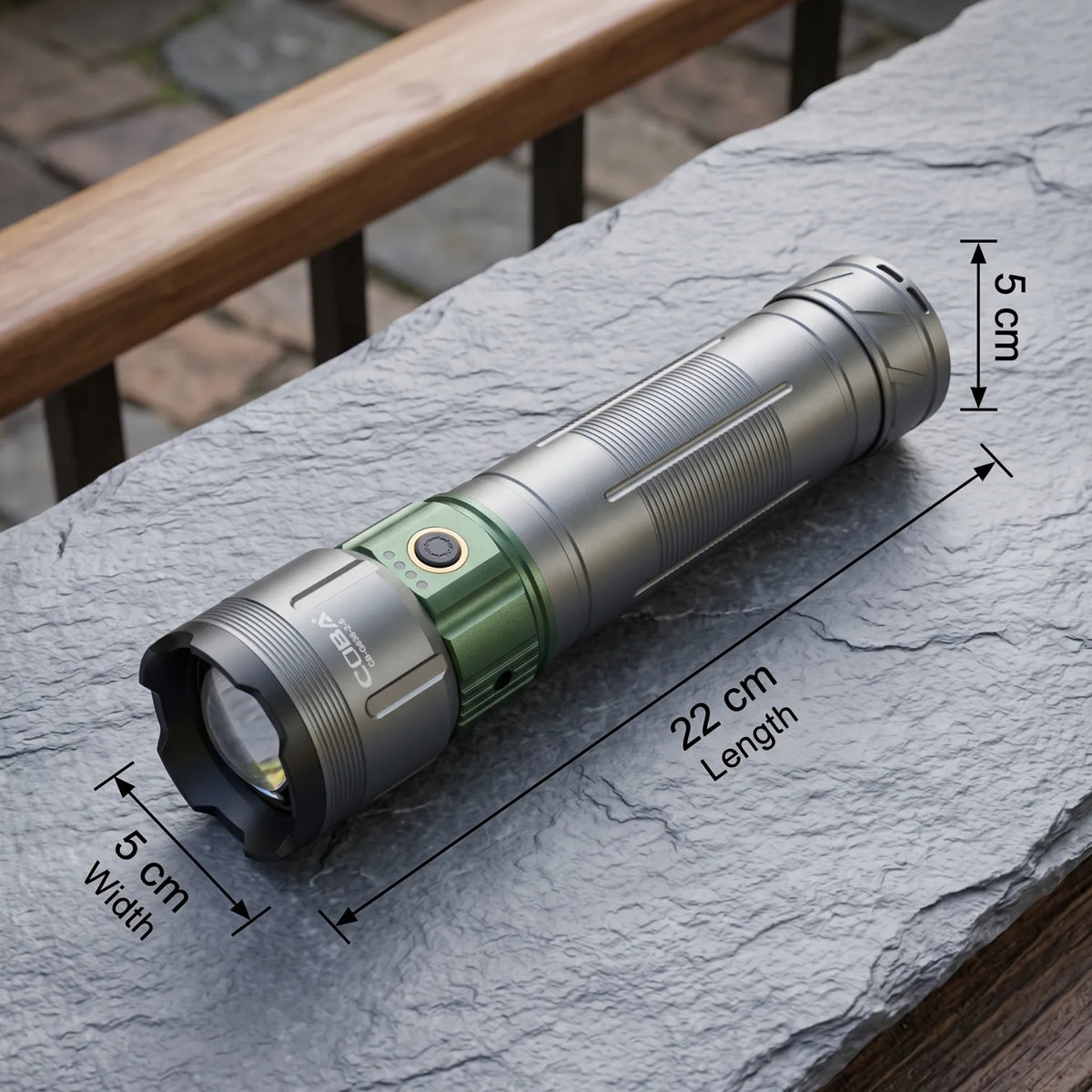 COBA Aluminium Alloy strong light flashlight (CB-G638-2-5) – 22 cm Pocket Flashlight, Textured Grip, Control Button and Pocket Clip