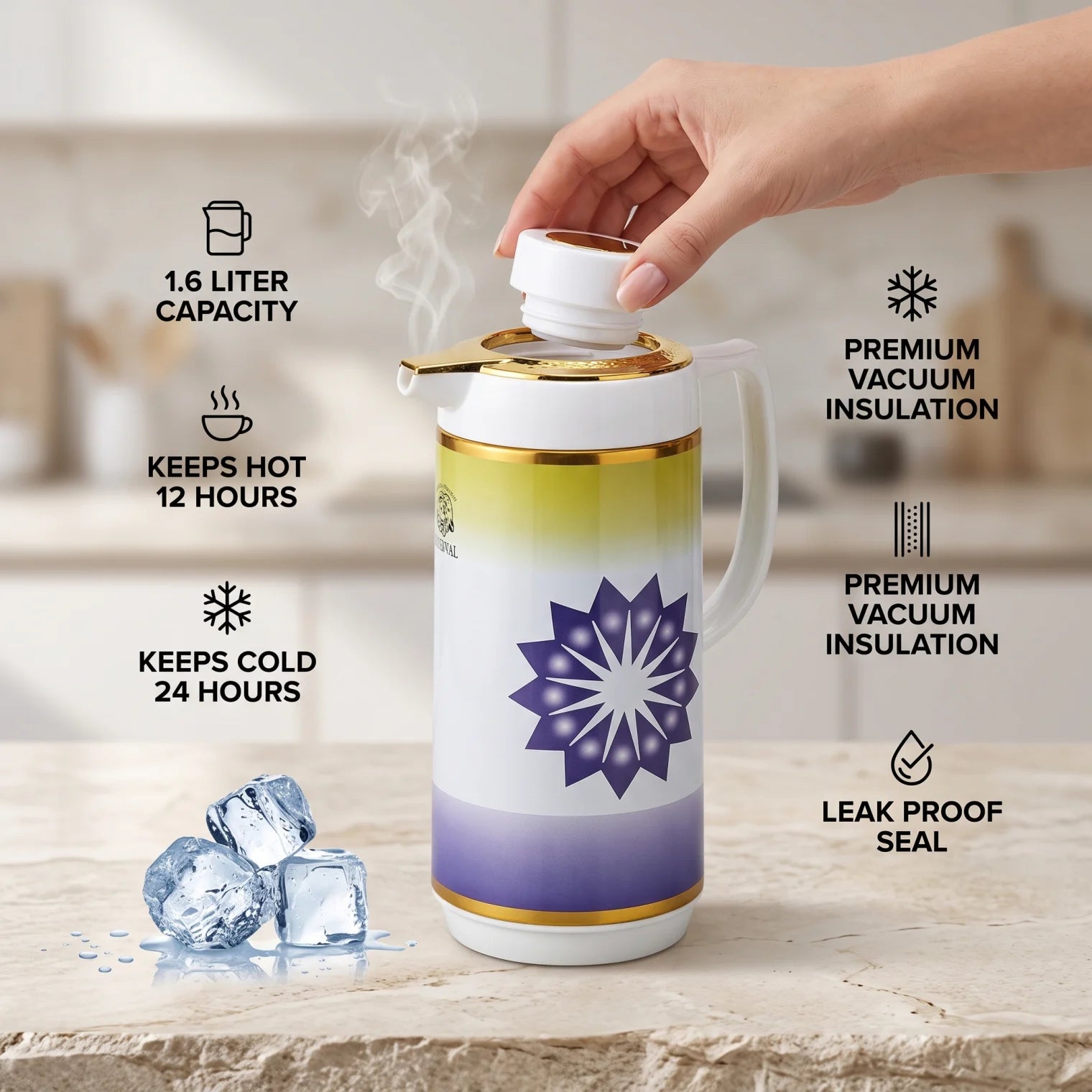 SIMBA MKUBWA Premium insulated Vacuum flask – 1.6 Liters | Leak Proof | Keeps Drinks Hot 12 Hours or Cold 24 Hours