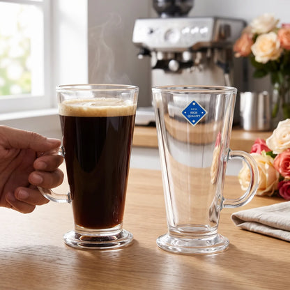 2-Piece Glass Mug Set, 360 ml Each – Clear Handled Drinking Mugs for Coffee, Tea and Everyday Use
