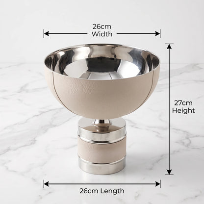 Decorative Metal Bowl with Base – 27cm Height, 26cm Width and Length | Curved Band Design with Reflective Sections