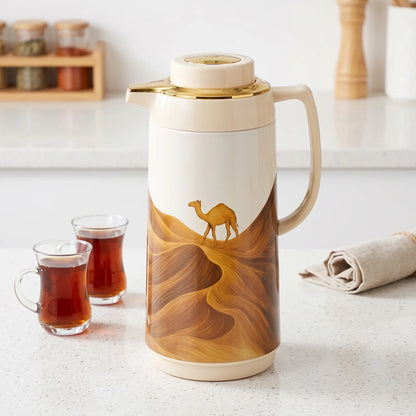 SIMBA MKUBWA Vaccum Jug 1.6 Liters – Arabic Desert Dune & Camel Motif | Leak Proof | Keeps Tea & Coffee Hot or Cold