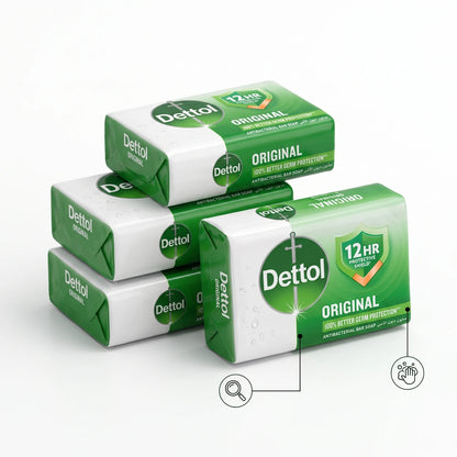 Dettol Original Antibacterial Bar Soap – 4 Packages | 12HR Protective Shield