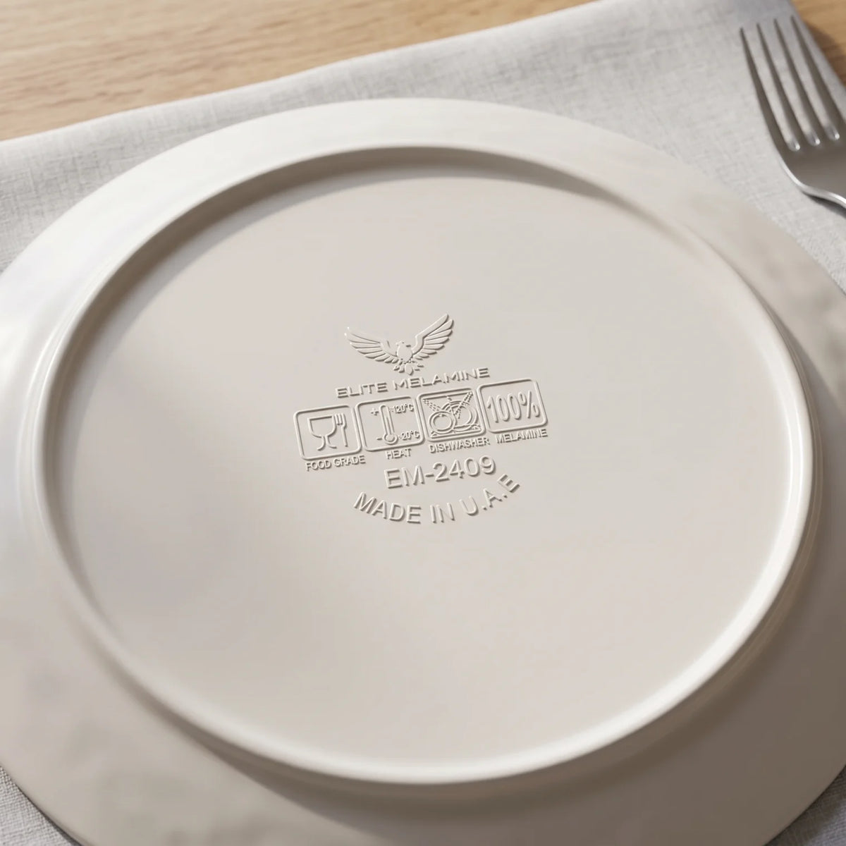 Elite Melamine Dinner Plate 11 Inches – Off-White Round Plate with Raised Rim and Glossy Finish