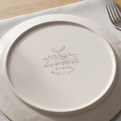 Elite Melamine Dinner Plate 11 Inches – Off-White Round Plate with Raised Rim and Glossy Finish