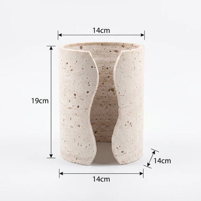 Natural Travertine Stone Tissue Tube – 19cm x 14cm x 14cm | Stone Tissue Holder for Home and Office