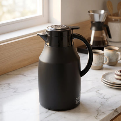 Regal Vaccum Jug 1.3 Liters – Matte Black Stainless Steel | Leak-Proof Tea and Coffee Beverage Jug