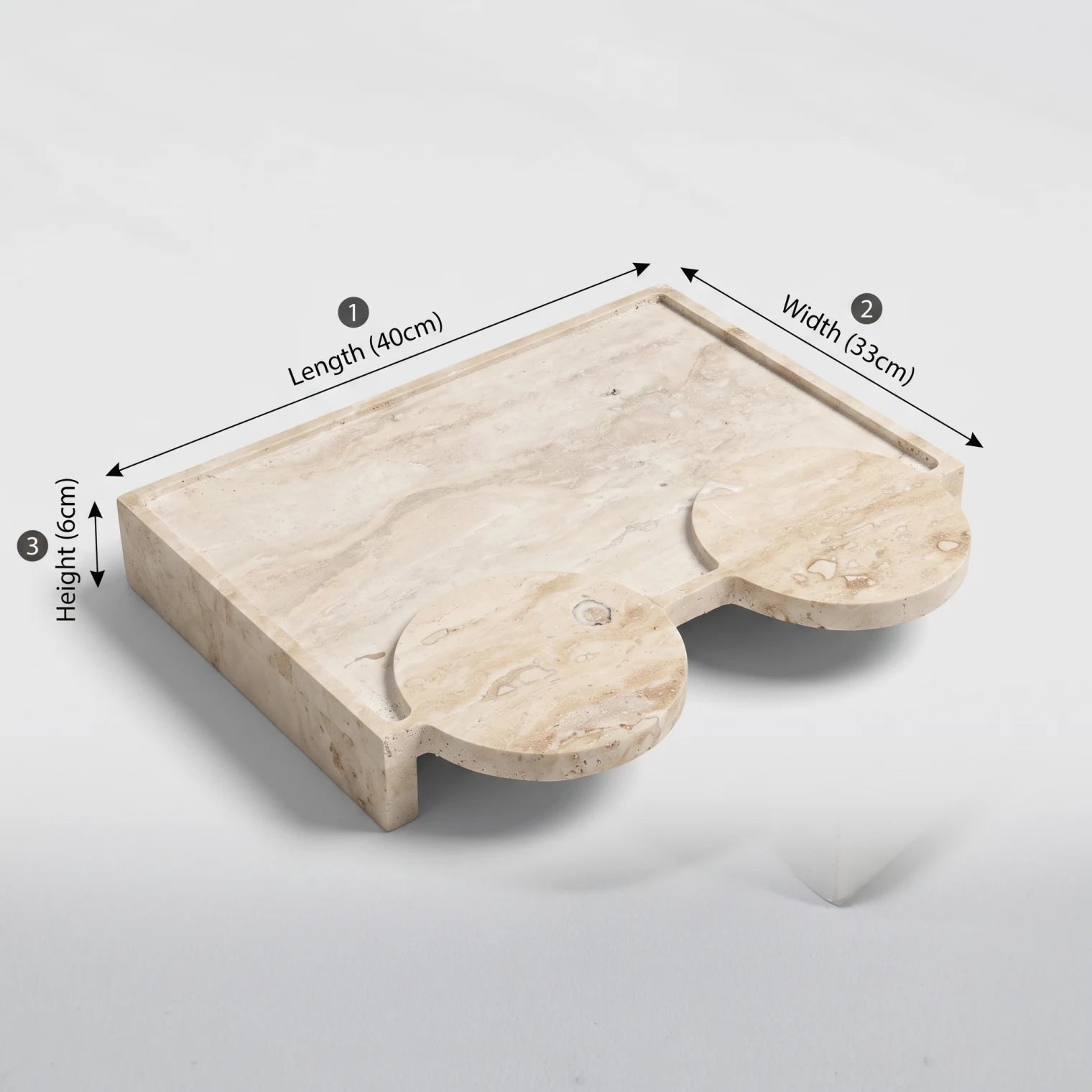 Natural Travertine Stone 2Dallah Stand – 6cm x 33cm x 40cm | Stone Surface for Dallah Presentation